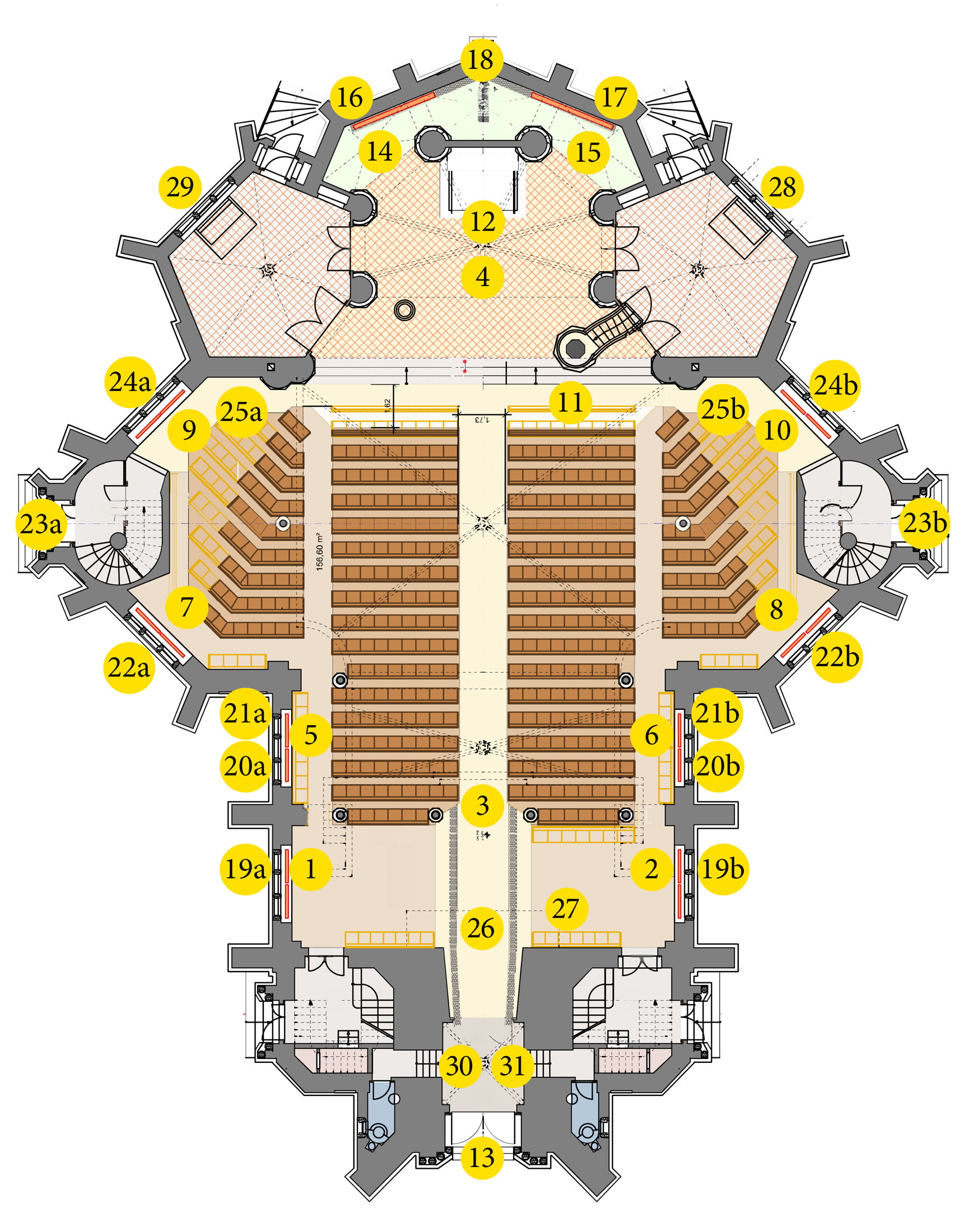 Grundriss Johanneskirche clean bunt Zahlen kl